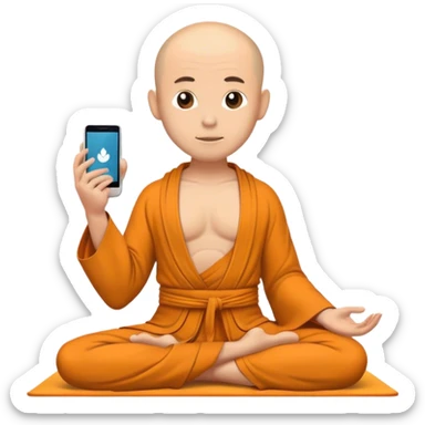  Phone wearing a monk robe in yoga position sticker