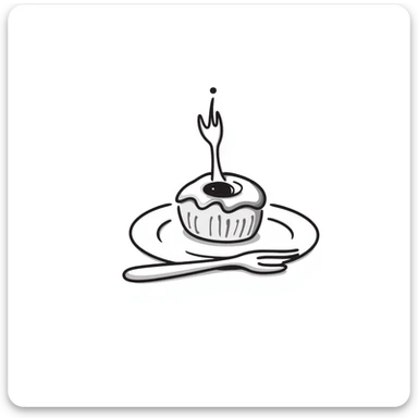 hand-drawn sketch of a partially eaten cake with a fork stuck in it sticker