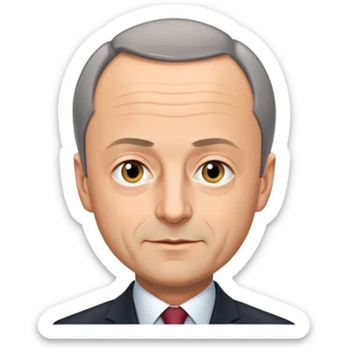 Friedrich Merz, German politician with short gray hair and suit sticker