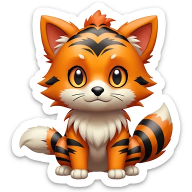 Shiny Cute Adorable Litten-Littleo-Growlithe-Hybrid-Creature with pattern-markings sticker