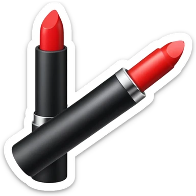 A sleek matte-red lipstick in a black metal tube. sticker