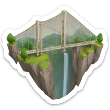 puente colgante en montaña sticker
