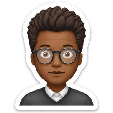 Black m’en with glass and semi free form the haïr style  sticker