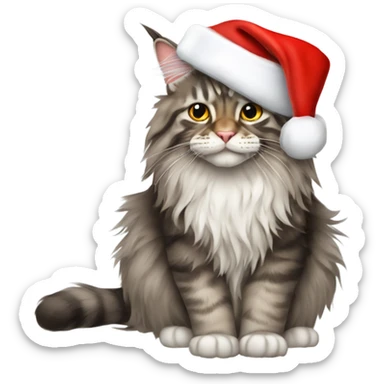 Maine coon cat in Santa hat sticker