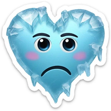 frozen broken heart. made of ice. like 💔. without eyes  sticker