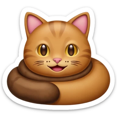 A cat emoji with poop on it smiling sticker