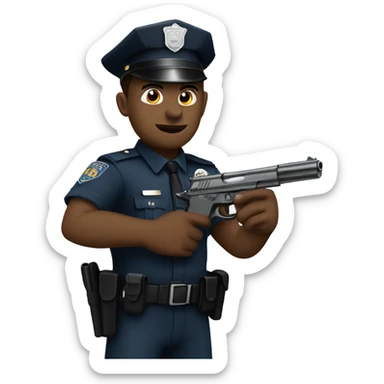 A police officer holding a gun sticker