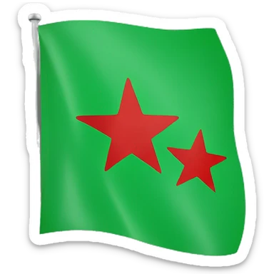 Flag, green on top, white in the middle with three red stars, black on the bottom sticker