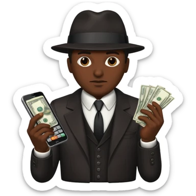 Mafia boss holding money and phone sticker