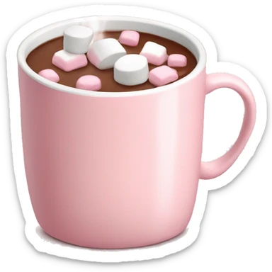 Light Pink mug of hot chocolate with marshmallows  sticker