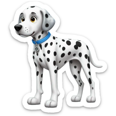 full body dalmatian with a blue and grey shirt sticker