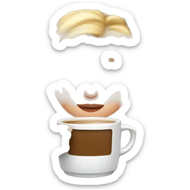 Blond white girl inside a blanket sipping coffee eyes closed sticker