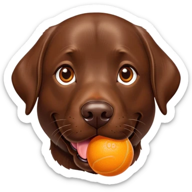 a-chocolate-lab-with-an-orange-squeaky-ball-in-his-mouth sticker