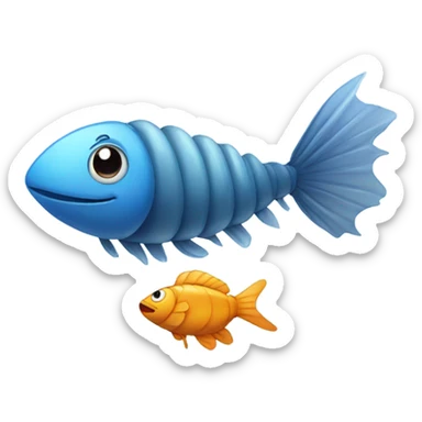 Worm with a fish sticker