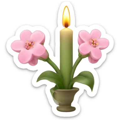 Spring candle with light pink flowers  sticker