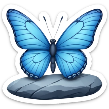 blue butterfly on rock sticker
