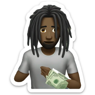 A man with no face and dreads being surrounded by with cash as aura sticker