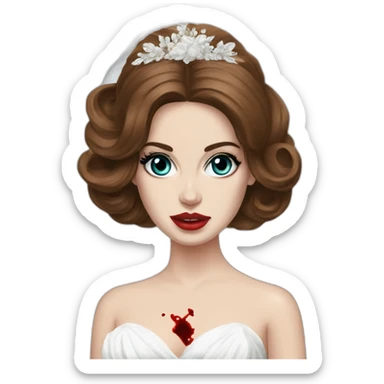 lana del rey in a bridal gown with a splash of blood sticker