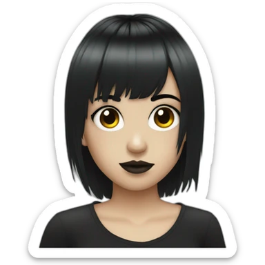 Emo girl with black strait hair with bangs and piercings sticker