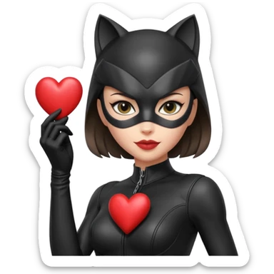 Catwoman emoji with heart sticker