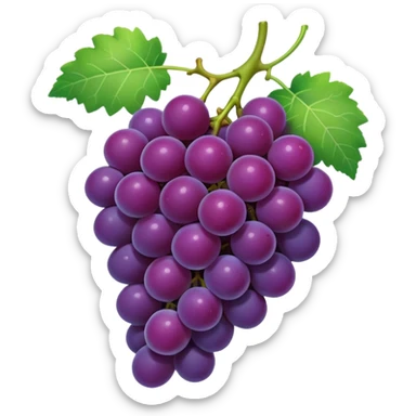concord grape, simple and bold purple grapes, green stem, minimal shading sticker