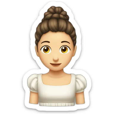 Niña cabellos largos ondulados morocha con las manos en el mentón y codos apoyados en una mesa con cara de pensativa  sticker