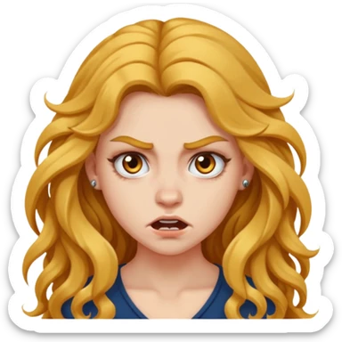 aggressive girl with long wavy hair sticker