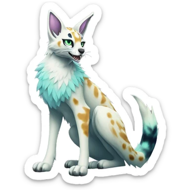 Epic Edgy Colorful ethereal eldritch Sergal-Serval-Fionbri full body sticker