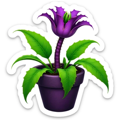 Black and purple Venus flytrap with vines sticker