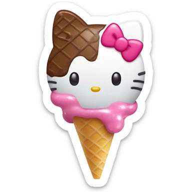 Hello kitty with icecream sundae  sticker