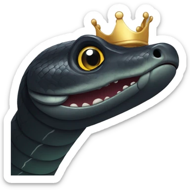 cartoon black snake with a crown sticker