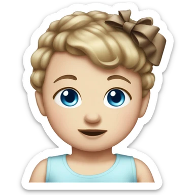 Baby with blue eyes and chubby cheeks and a bow in the hair sticker