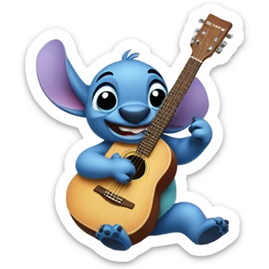 Stitch playing guitar sticker