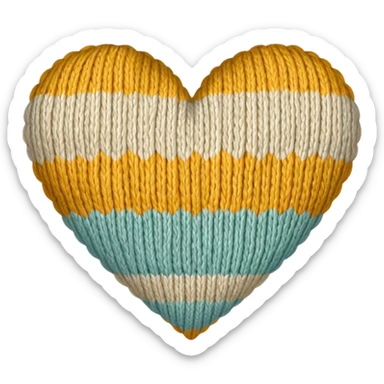 Patterned, Knitted, neutral colored heart  sticker