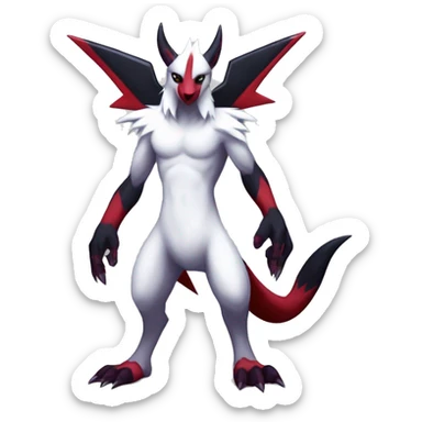 Cool Edgy Zangoose-Absol-Seviper Fakémon Digimon with Edgy markings, full body, outlined sticker