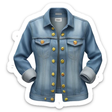 Hyper Realistic isolated open feminine light denim fashion jacket with sleeves rolled up. sticker