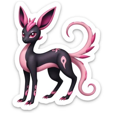 Black Dark Shiny Gothic Exotic Amaura-Salazzle-Aurorus-Sylveon-Fakémon-hybrid-creature (full body)  sticker