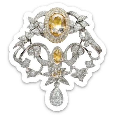 brooch jewellery set with diamonds sticker