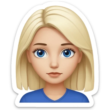 white blonde girl with grown out dark roots and dark blue eyes that's not really tan but not pale sticker