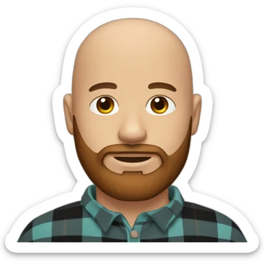 bald bearded red and black flannel sticker