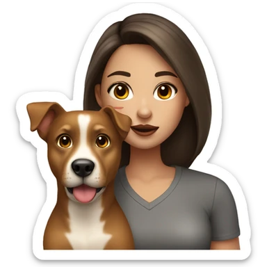 A beautiful brunette girl with big lips with a light brown dog sticker