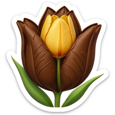 brown emojis of cookie, tulip, leaf, chocolate sticker