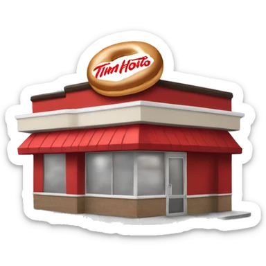 “Tim Hortons store with a red and white color scheme, featuring the classic Tim Hortons logo, a warm and welcoming design that represents a popular coffee and donut shop.” sticker