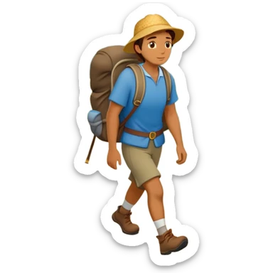 lonesome hiker walks down the camino de santiago path sticker