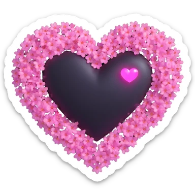 goth sakura black heart with glowing pink outline and magical sparkles sticker