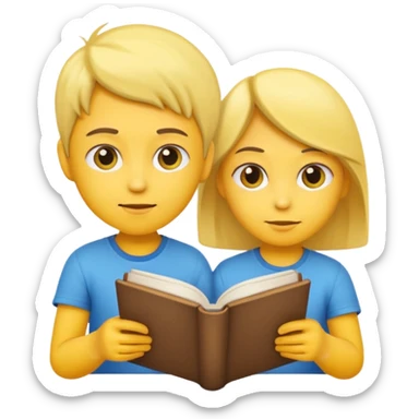 make an emoji kids reading a book with focus sticker