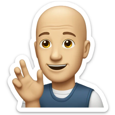 Bald man raising his hand sticker