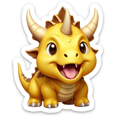 Cinematic Cute Yawning Triceratops Portrait Emoji, Head tilted slightly with a dramatic, wide-open yawn, showcasing a robust, horned body with a frilled head and sleepy, half-closed eyes, Simplified yet irresistibly cute features, highly detailed, glowing with a soft, cozy prehistoric glow, high shine, relaxed yet expressive, stylized with a dash of whimsical ancient charm, soft glowing outline, capturing the essence of a drowsy yet affectionate Triceratops that appears ready to stretch and yawn its way out of the screen! sticker