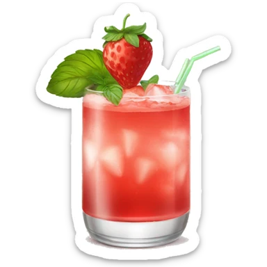 strawberry cocktail with basil in a stemmed glass sticker