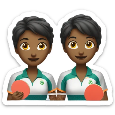 two women play table tennis sticker